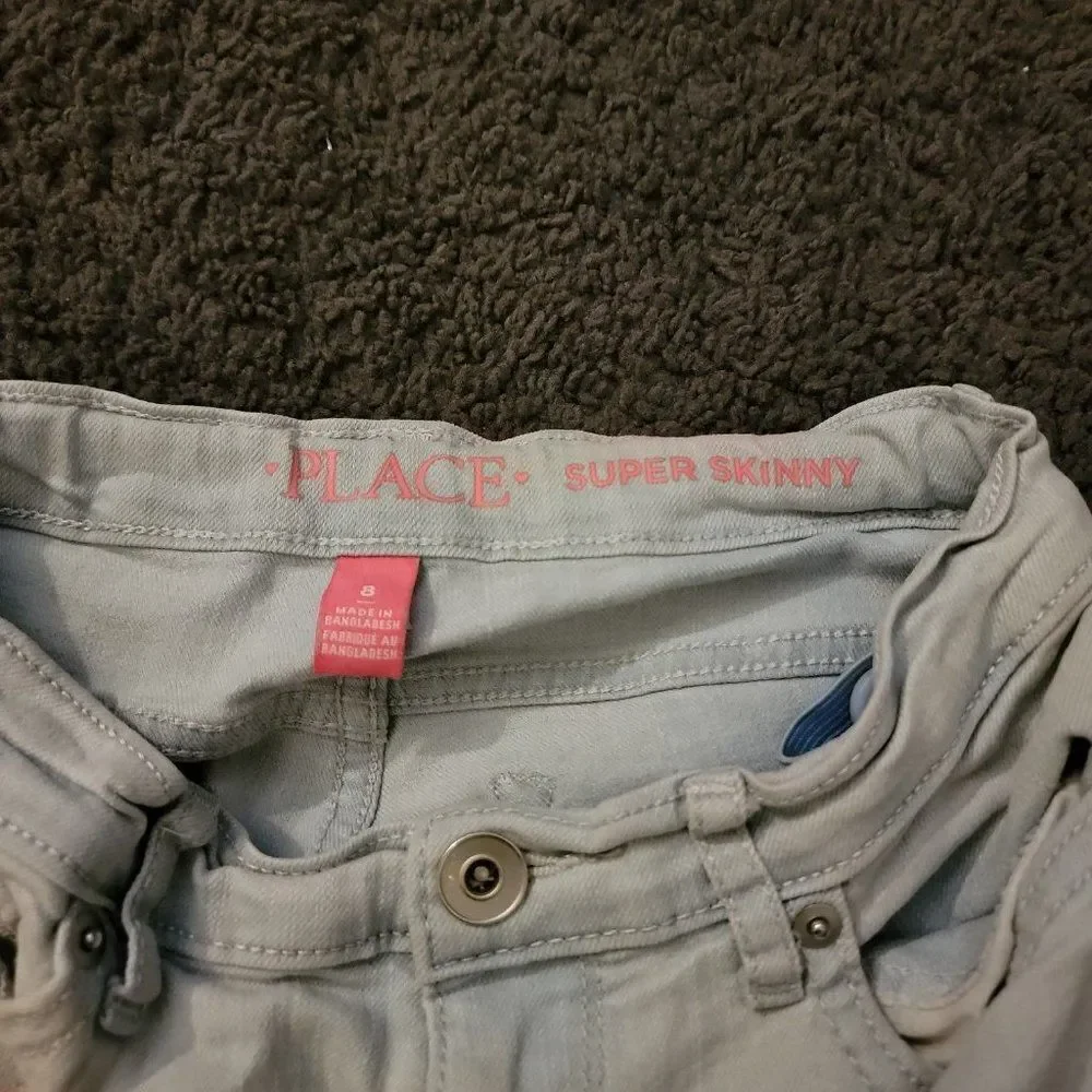 The Children's Place Girls Blue Pockets Denim Super Skinny Jeans Size 8